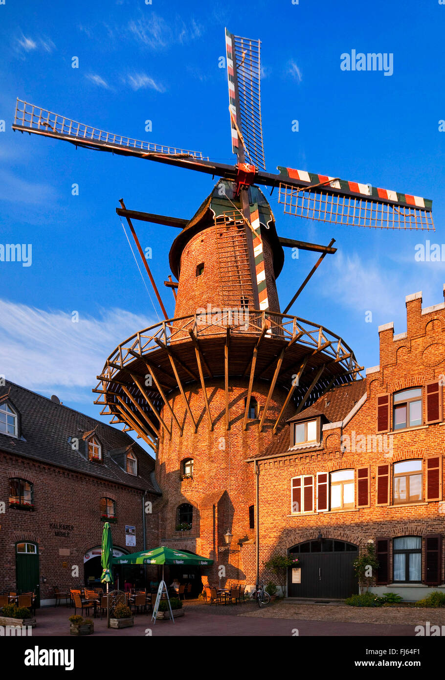 historic tower windmill of Kalkar, Germany, North Rhine-Westphalia, Lower Rhine, Kalkar Stock Photo