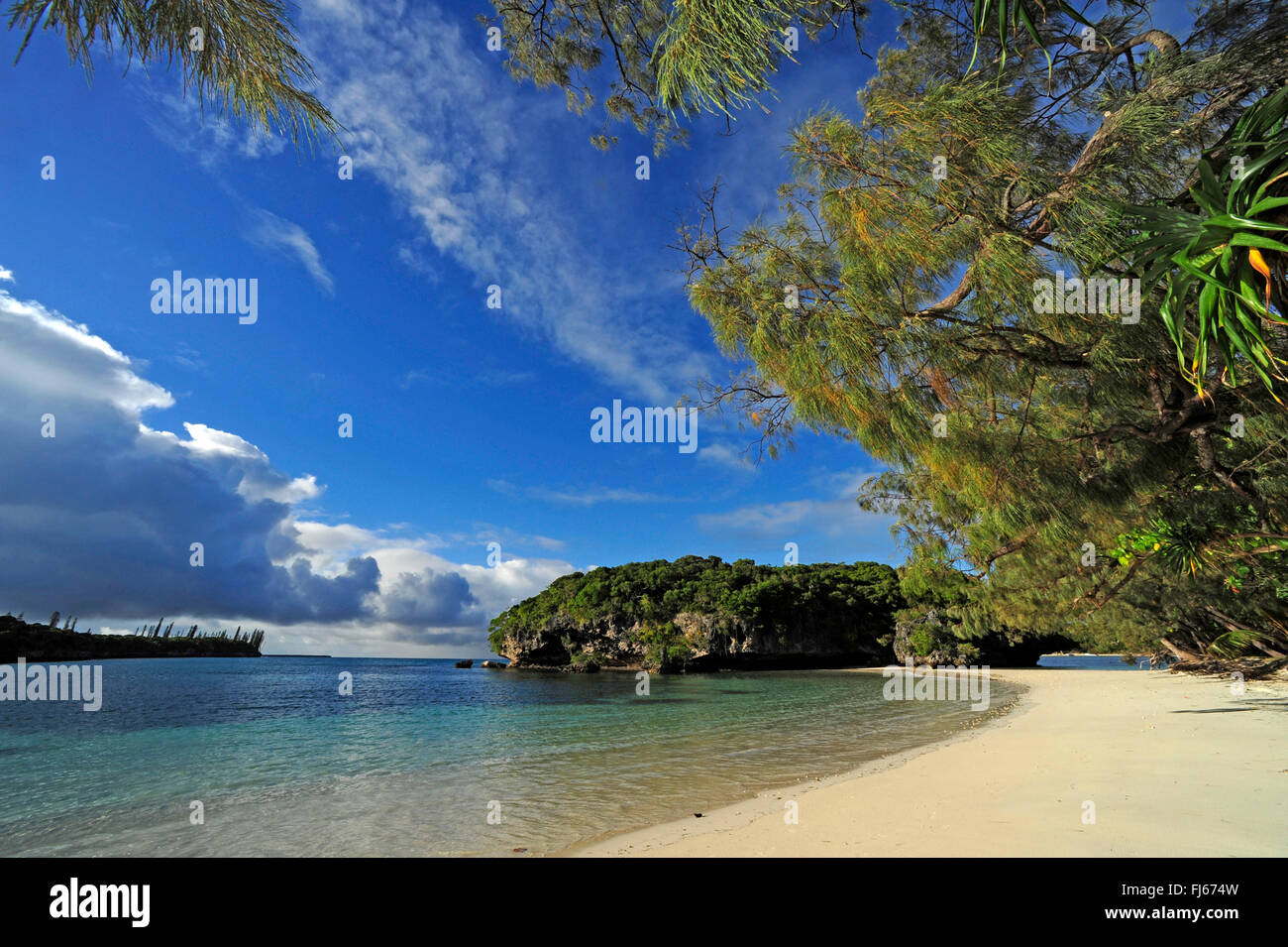 sandy beach of Kanumera bay, New Caledonia, Ile des Pins, Kanumera Stock Photo