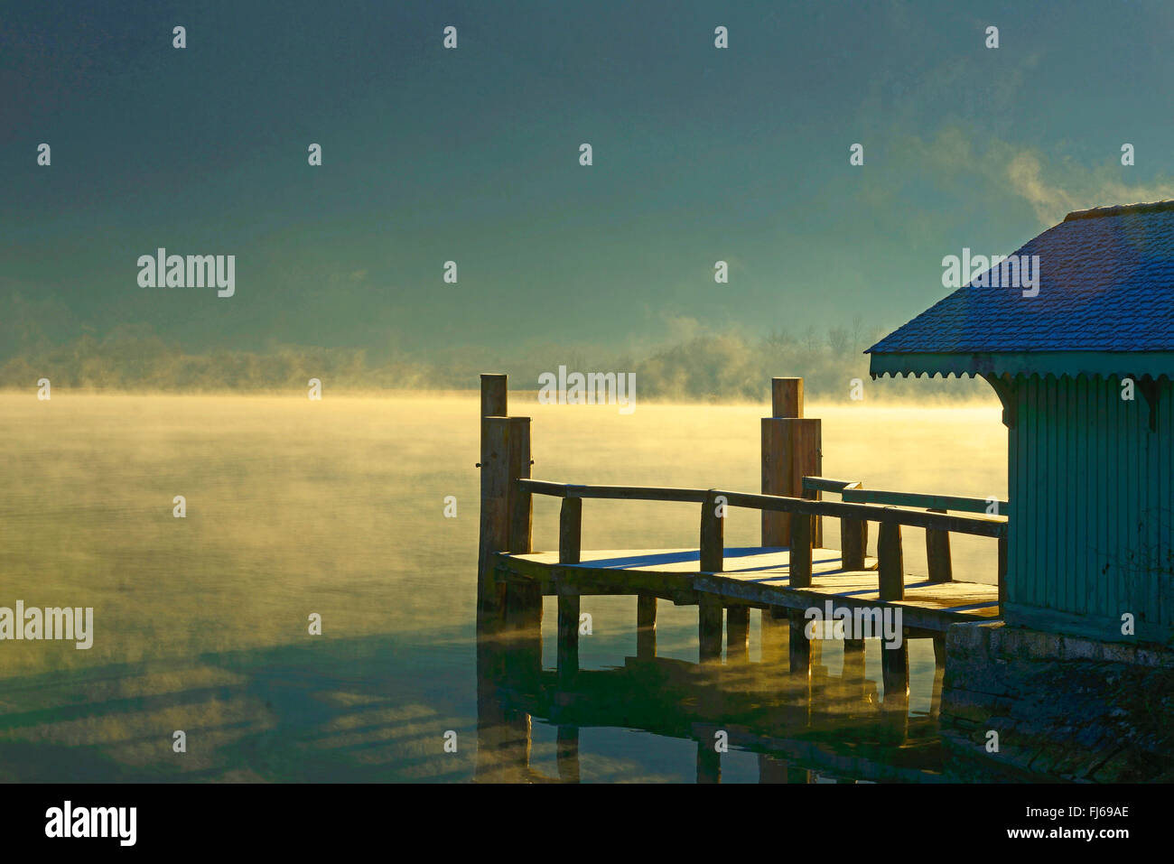 landing stage of Lake Annecy in the morning, France, Savoie, Haute Savoie Stock Photo