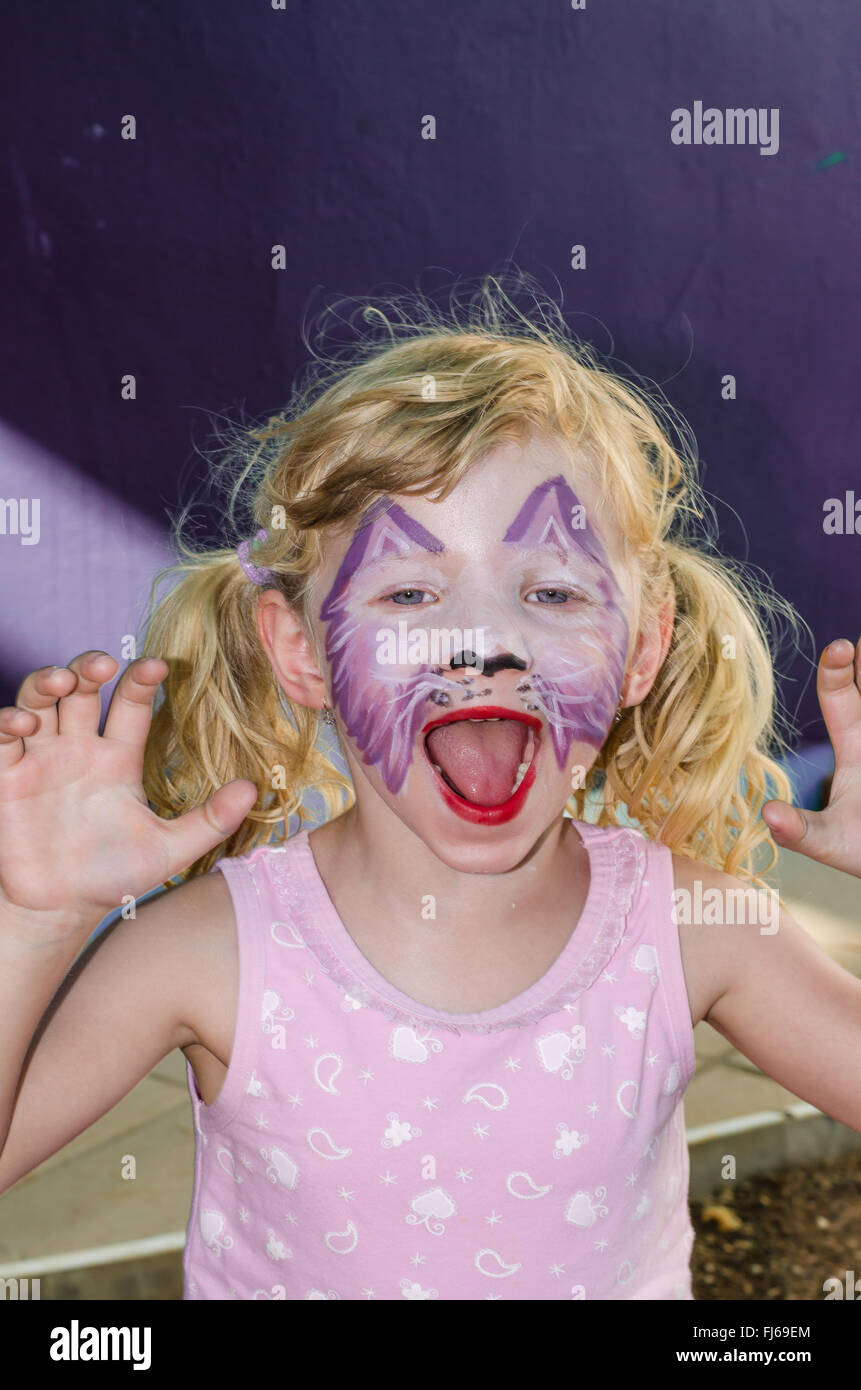 beautiful blond girl with face painting Stock Photo