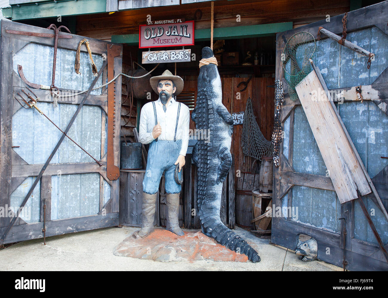 Gator Bob's Cracker Trading Post in the St. Augustine Old Jail Complex in the Oldest City in the USA - St. Augustine Florida Stock Photo