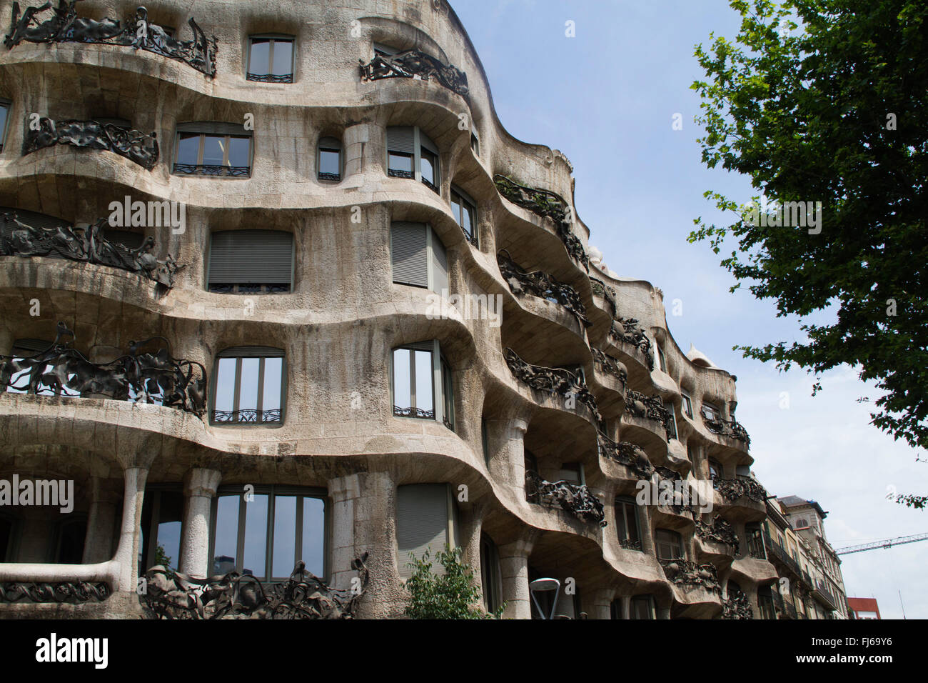 Casa Mila also called La Pedrera by Antonio Gaudi Barcelona,Spain Stock Photo