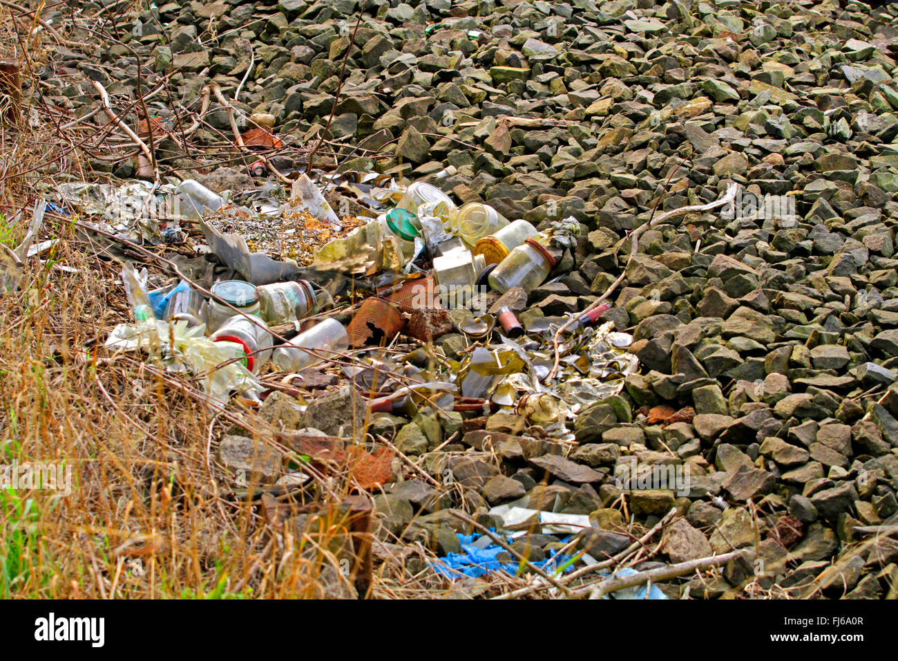 rubbish on railtrack, Germany Stock Photo