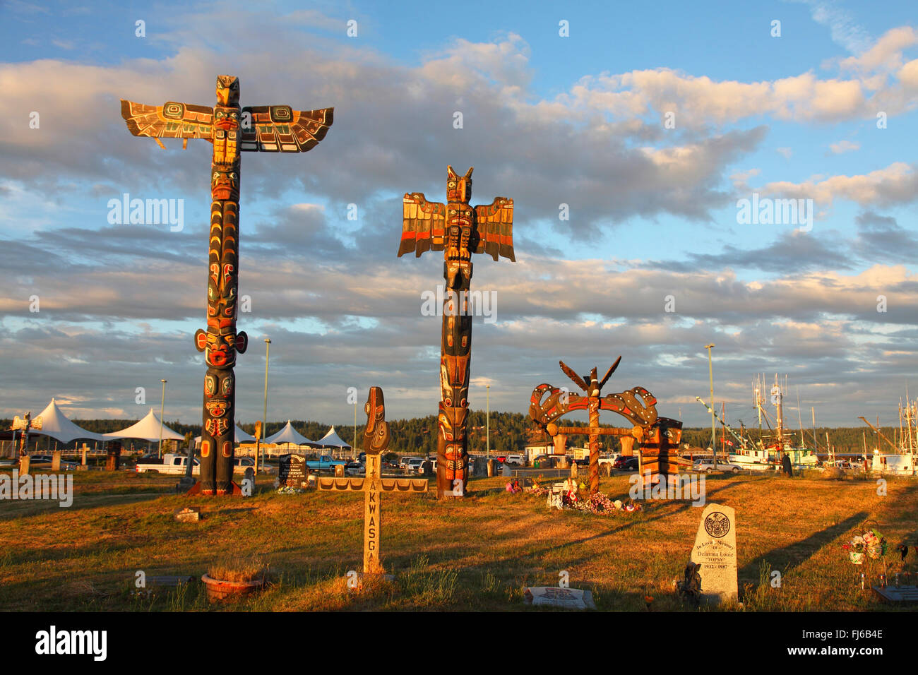 Campbell River, Indian cemetery, Canada, Vancouver Island Stock Photo