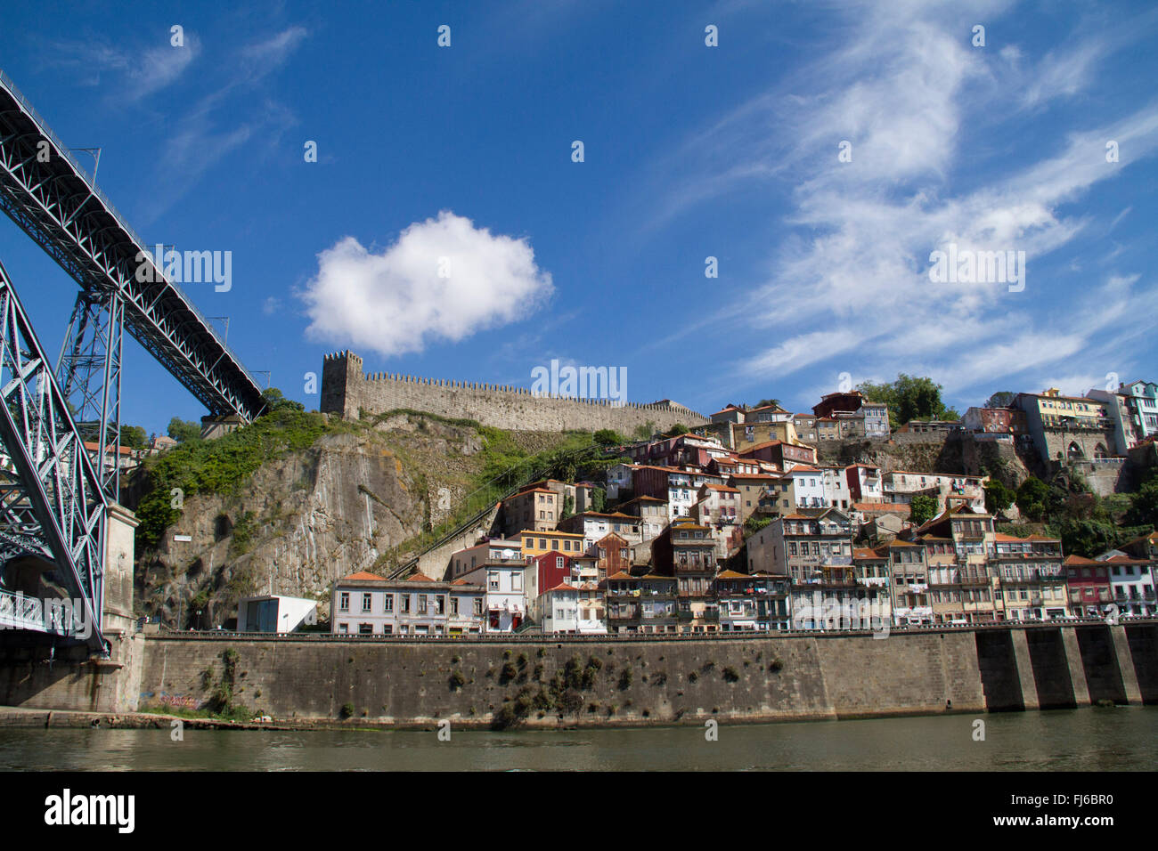 City walls from the Duoro River Oporto,Portugal Stock Photo