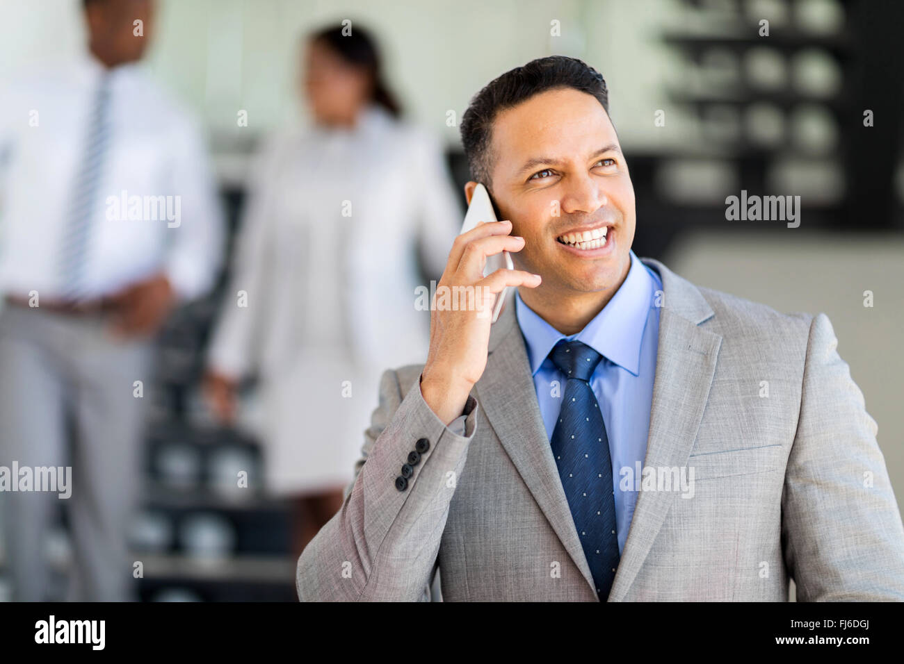 modern mid age business executive talking on cell phone Stock Photo