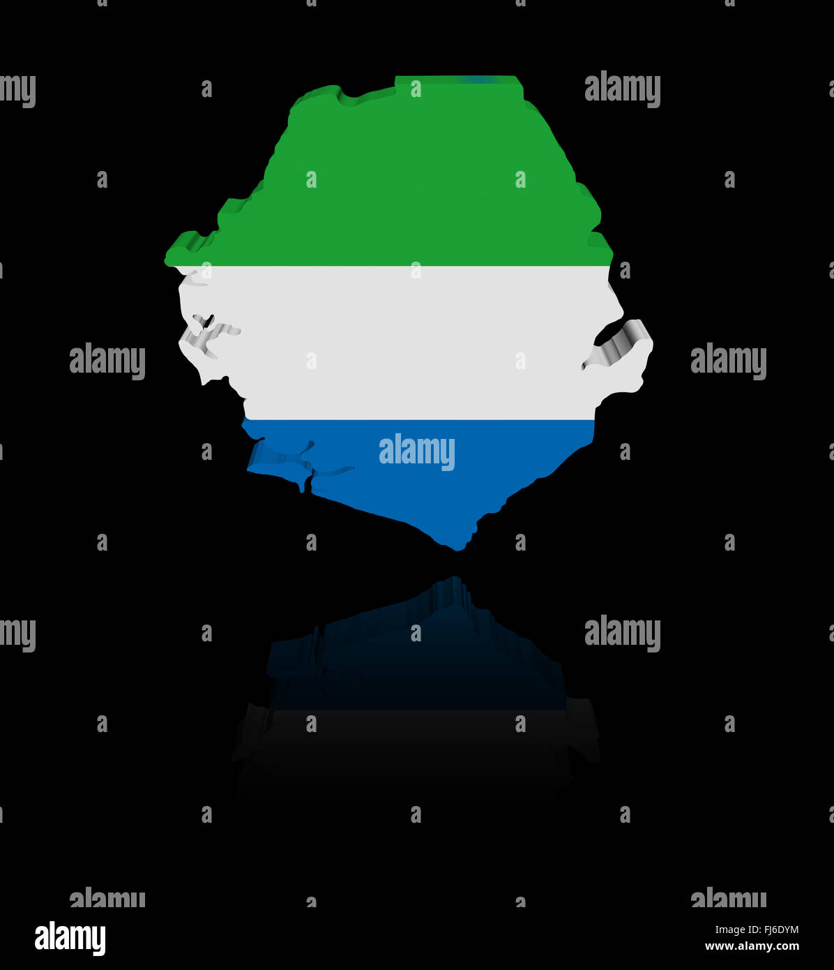 Sierra Leone map flag with reflection illustration Stock Photo - Alamy