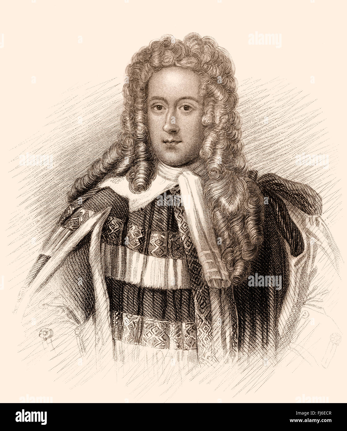 Henry St John, 1st Viscount Bolingbroke, 1678-1751, an English politician, government official and political philosopher Stock Photo