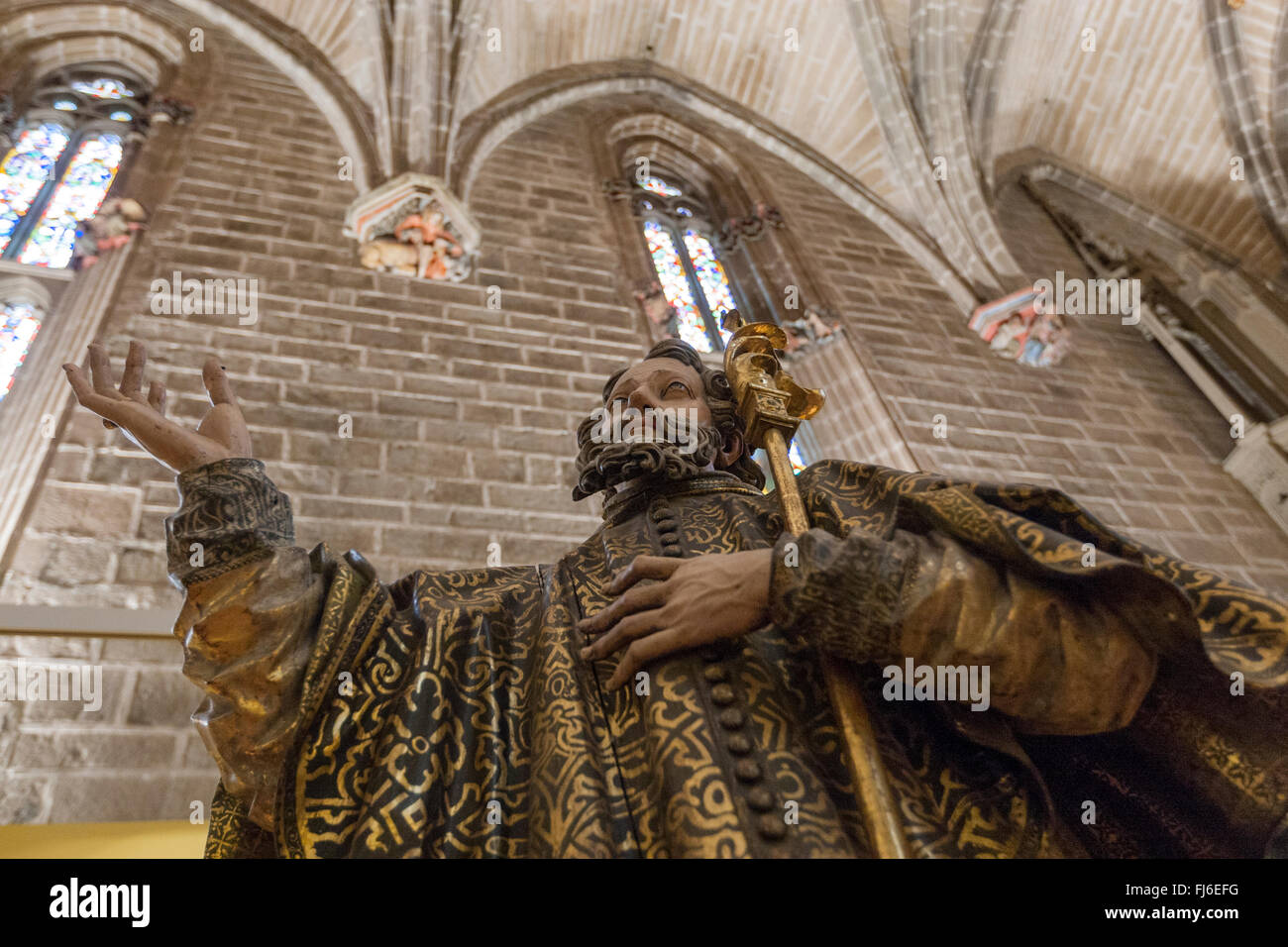 Wood sculpture in the museum of Catedral de Pamplona, Navarra, Spain Stock Photo