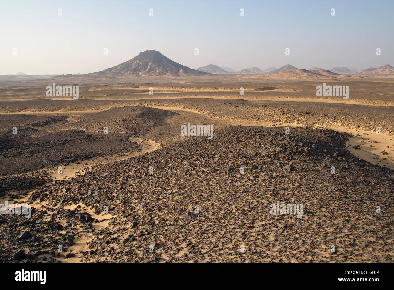 Black desert near Bahariya Oasis, Western Desert, Egpyt Stock Photo