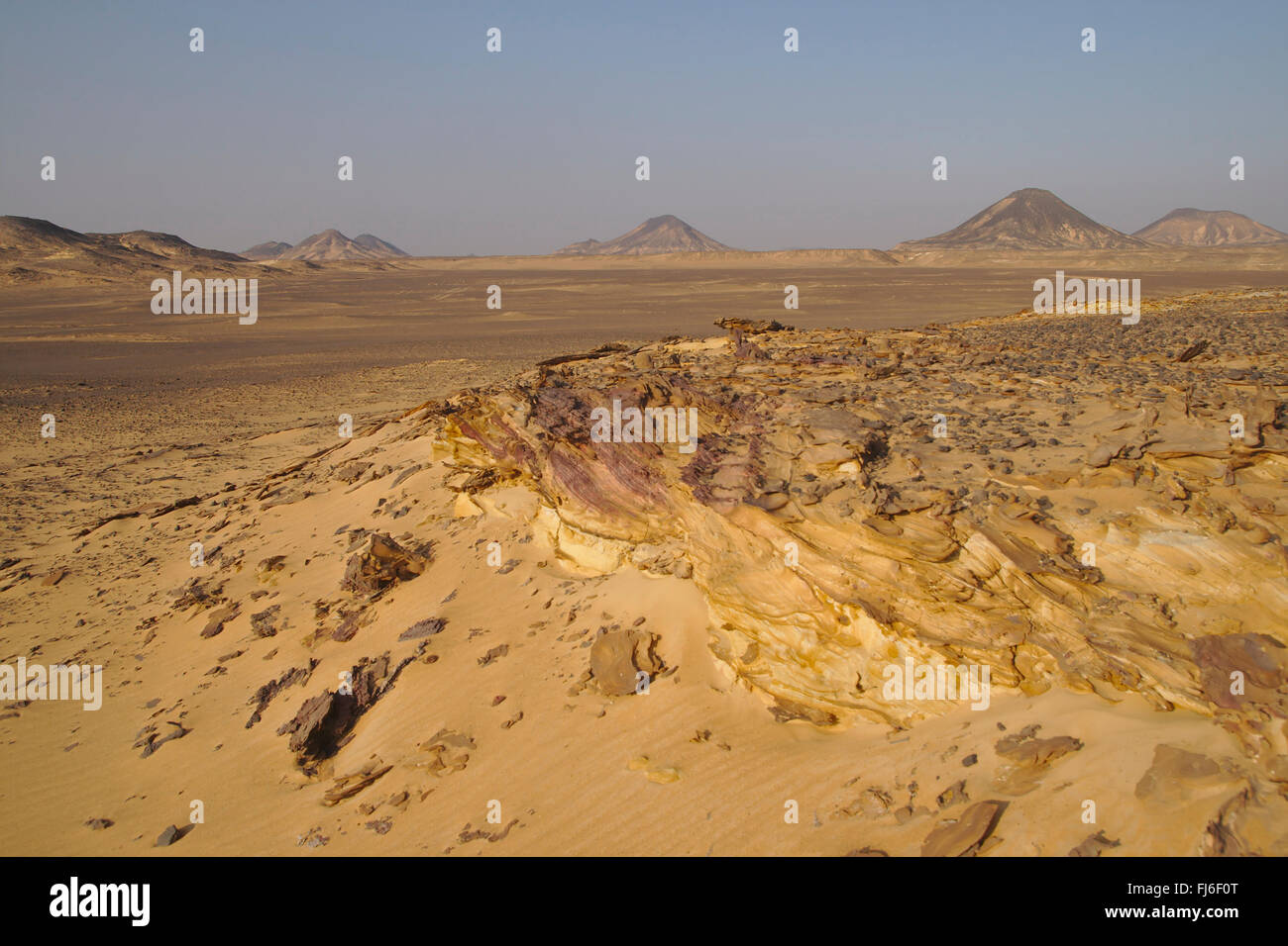 Black desert near Bahariya Oasis, Western Desert, Egpyt Stock Photo