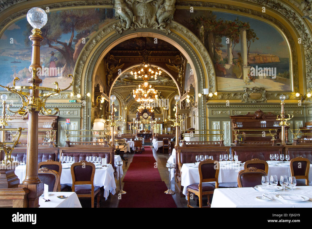 Interior of the historic restaurant Le Train Bleu Paris France Stock Photo