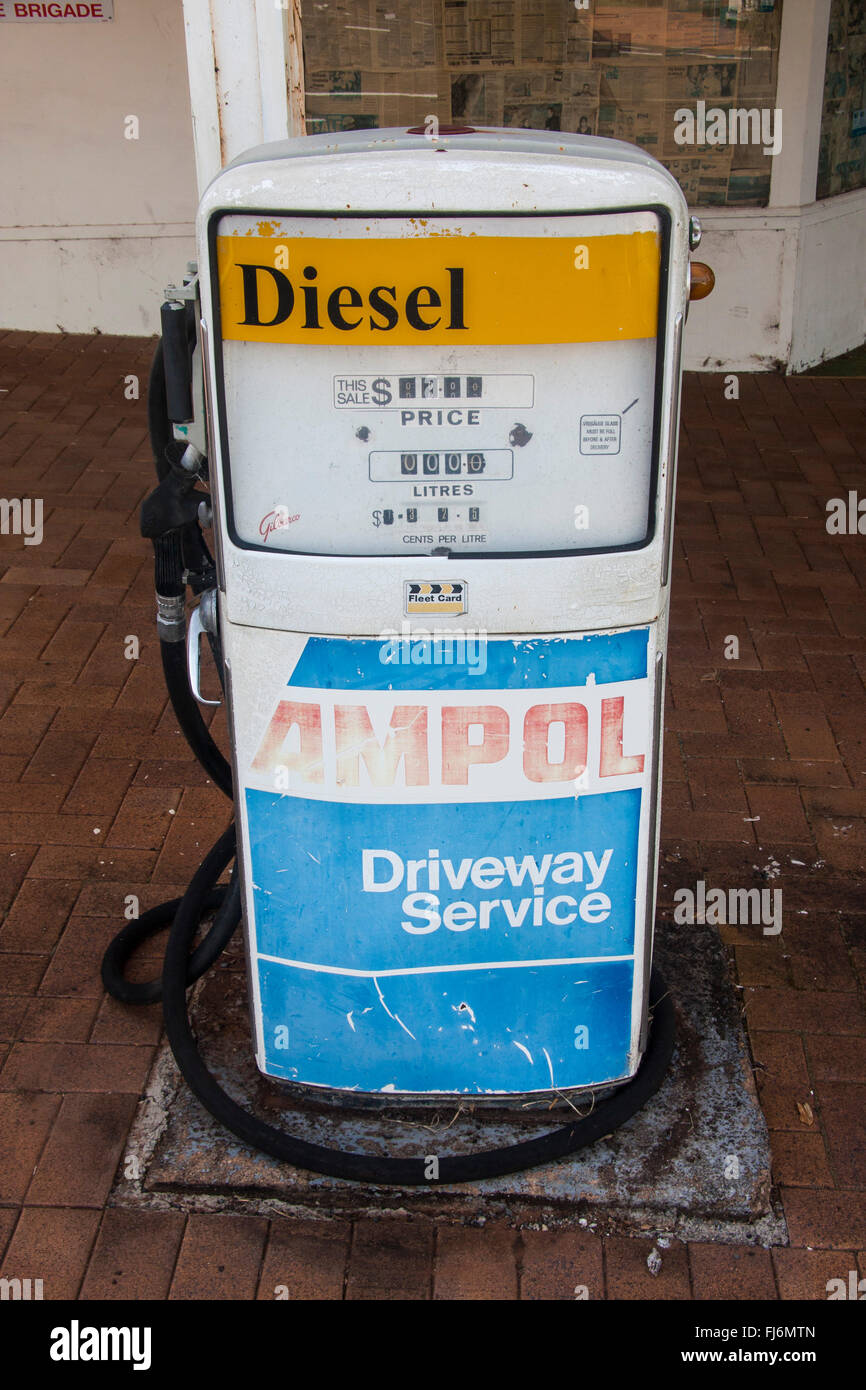 Vintage Ampol petrol diesel fuel gas gasoline pump Queensland Australia Stock Photo