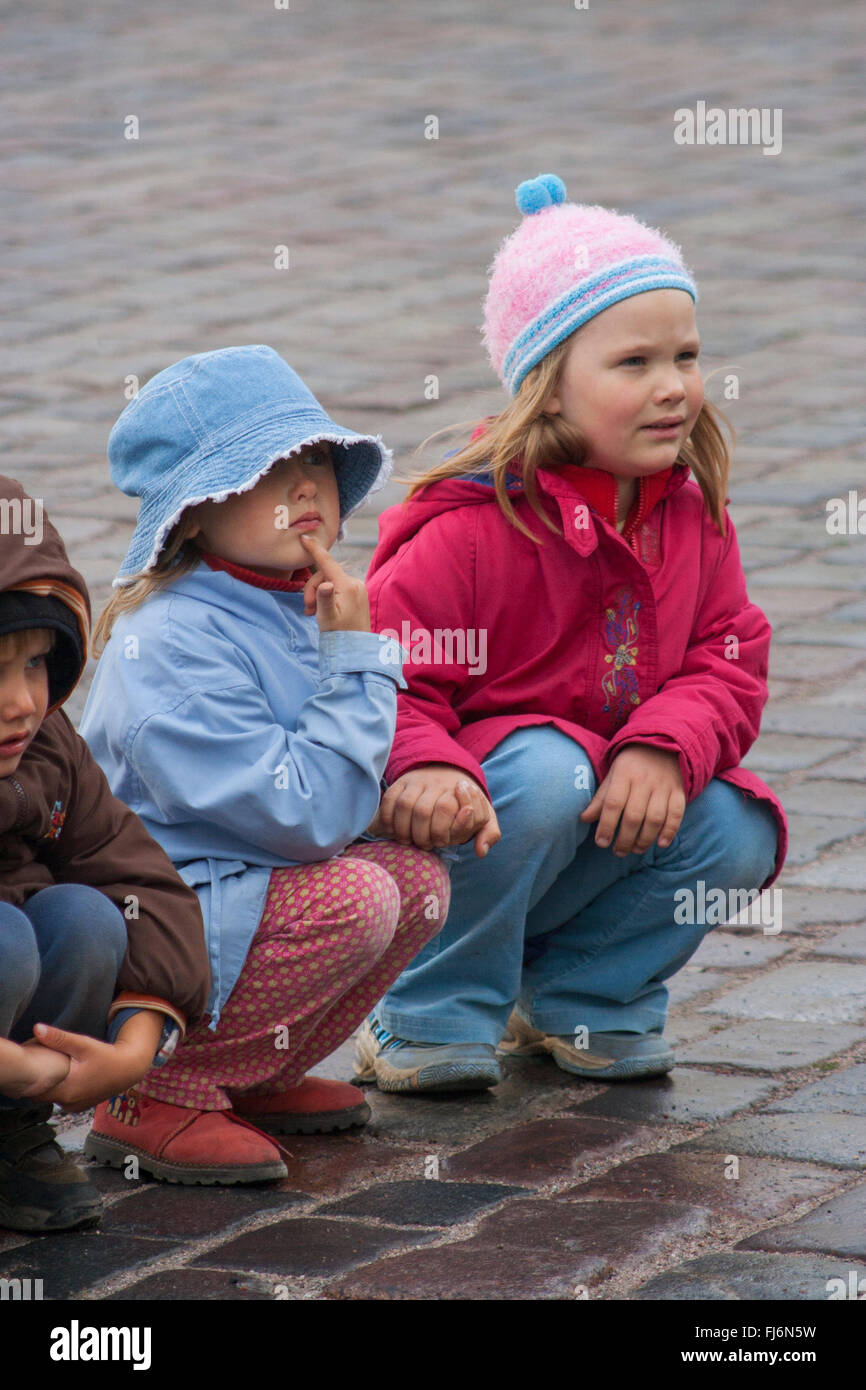 Nursery children on Raekoja plats, Tallinn, Estonia Stock Photo