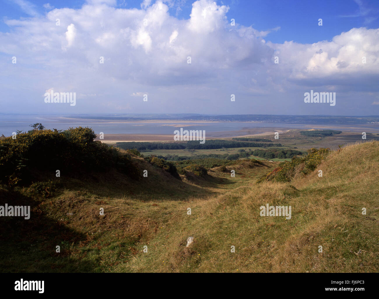 The Bulwark prehistoric Iron Age earthwork hillfort Llanmadoc Hill North Gower Swansea County South Wales UK Stock Photo
