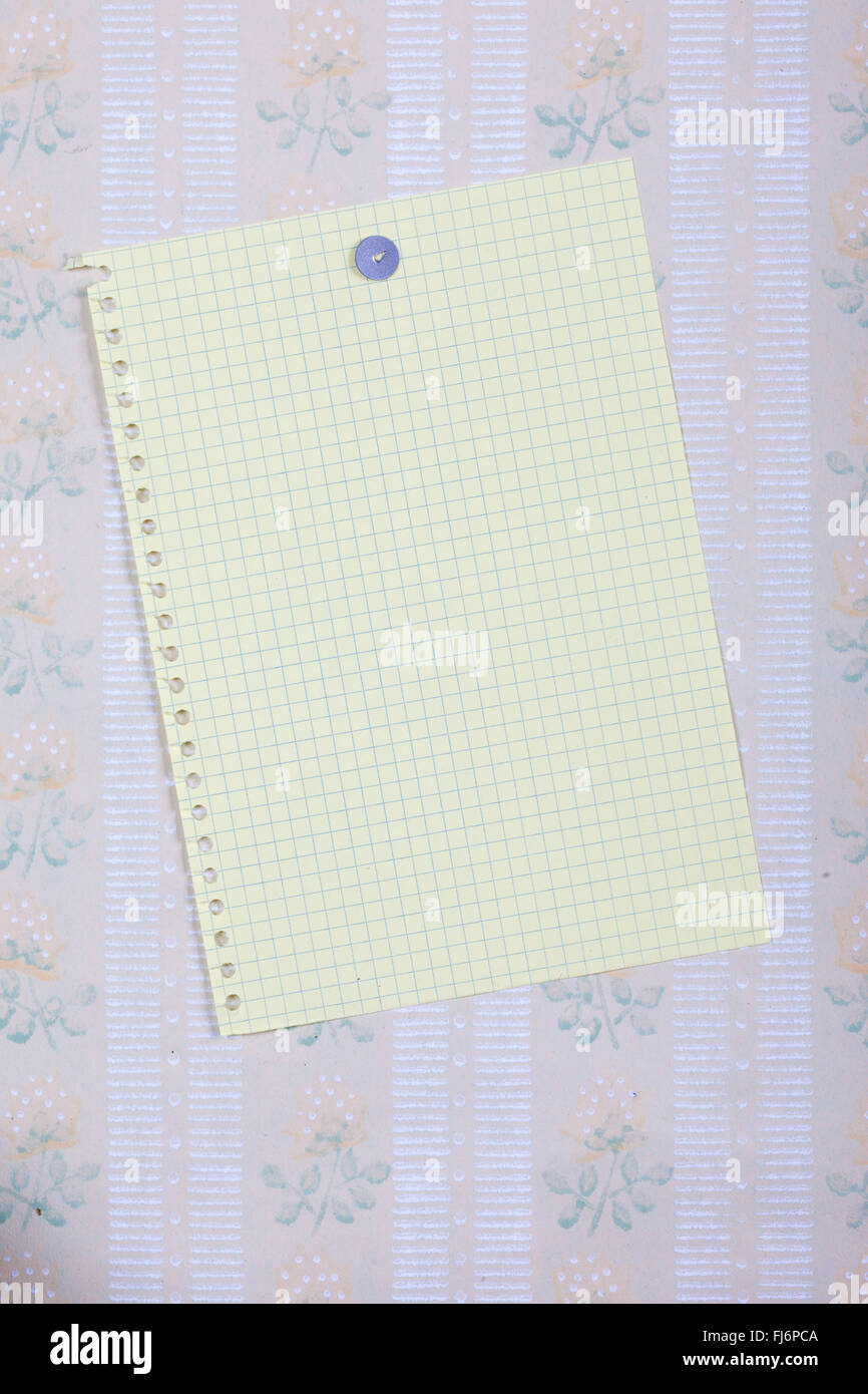 note blank form on the background of vintage wallpaper Stock Photo