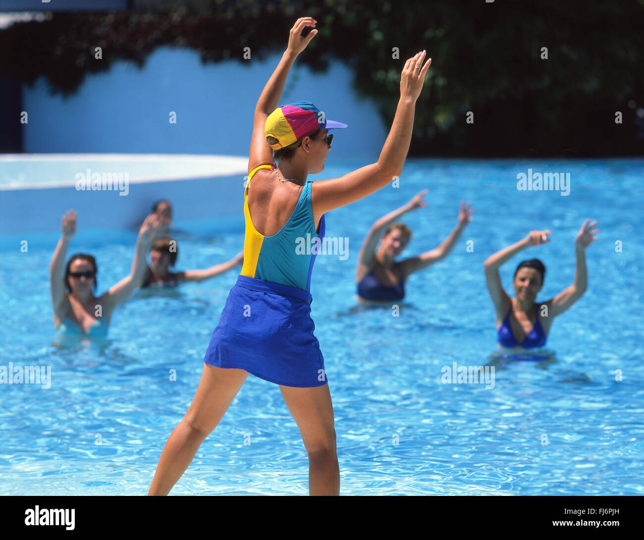 Pool aerobics class, Hotel Melia Las Americas, Varadero, Matanzas, Republic of Cuba Stock Photo