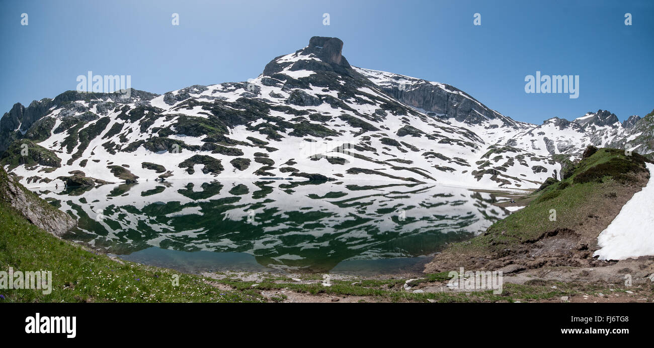 Reflections and symmetries of the lake biecai, Alpi Marittime Stock Photo