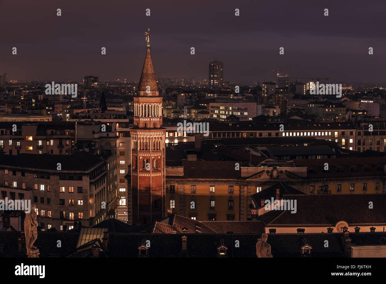 Milan, Italy: aerial view, central part of the city Stock Photo