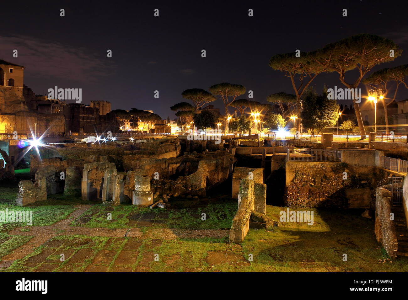 Foro Traiano in Rome, Italy - night scene Stock Photo