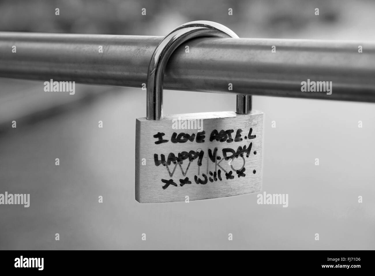 love locks on Bristol's footbridge at Harbourside. 26th February 2016