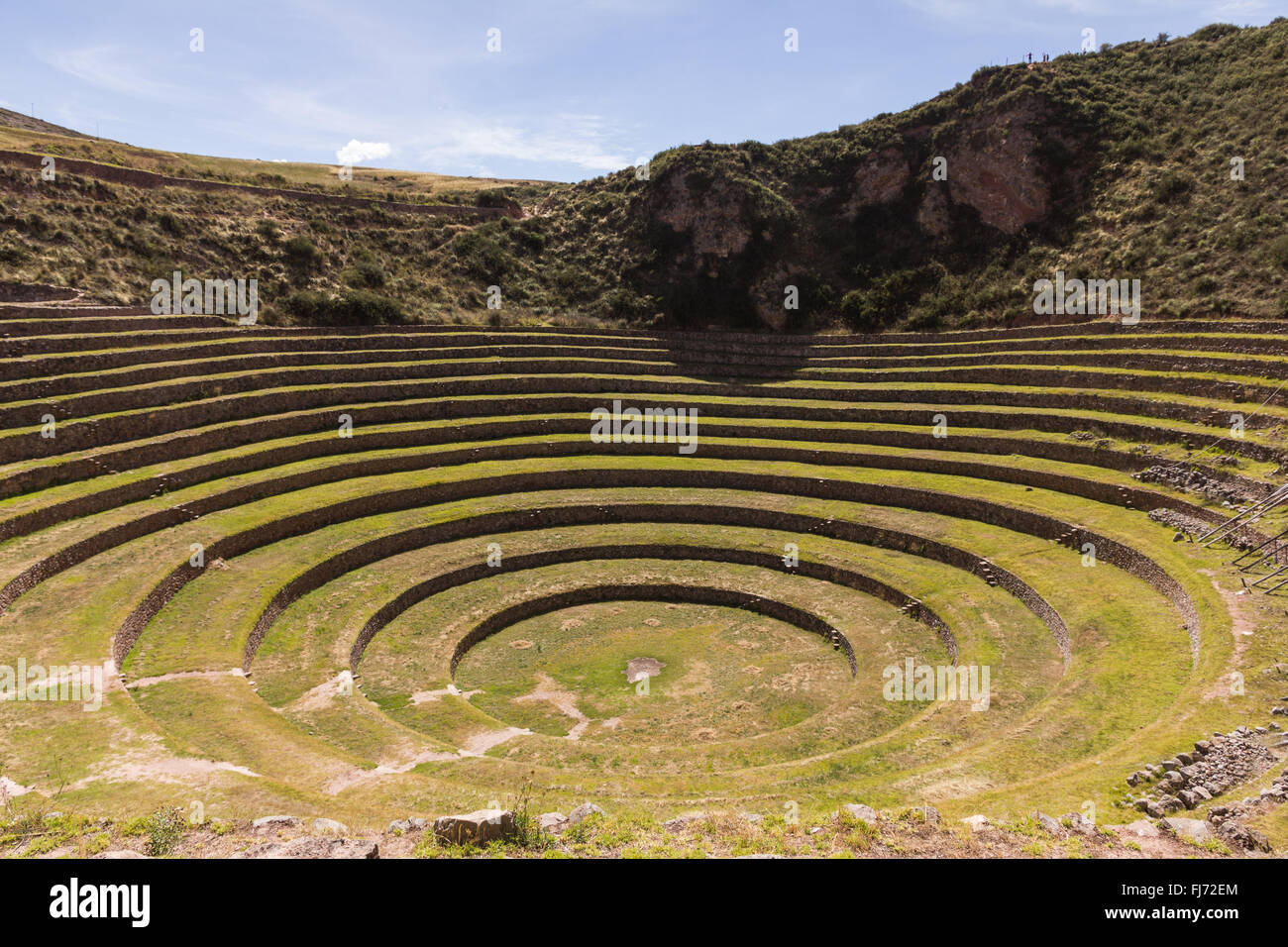circular terraces on peru inside view Stock Photo