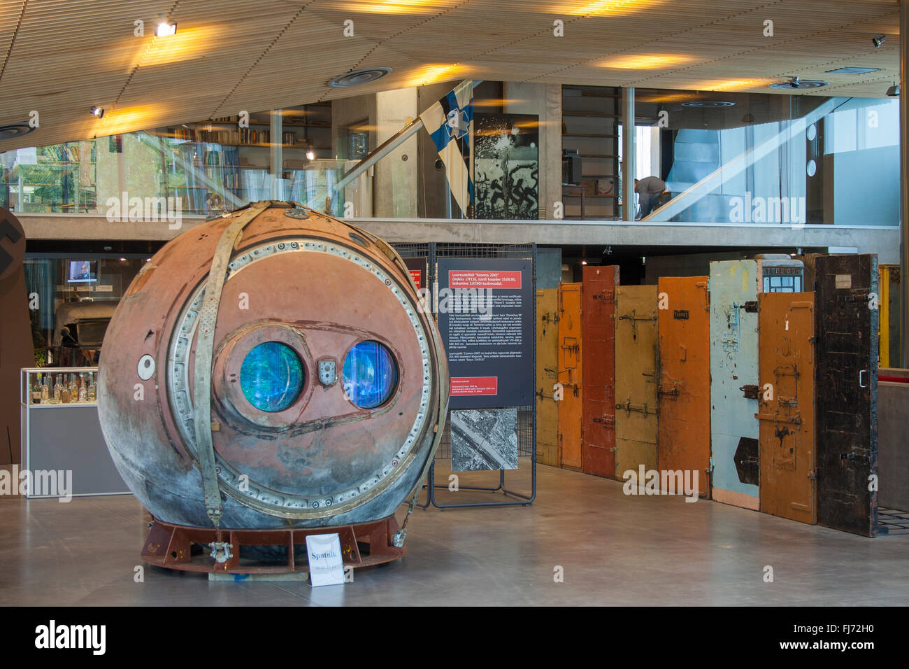 Sputnik capsule and prison doors at the Museum of Occupations, Tallinn, Estonia Stock Photo