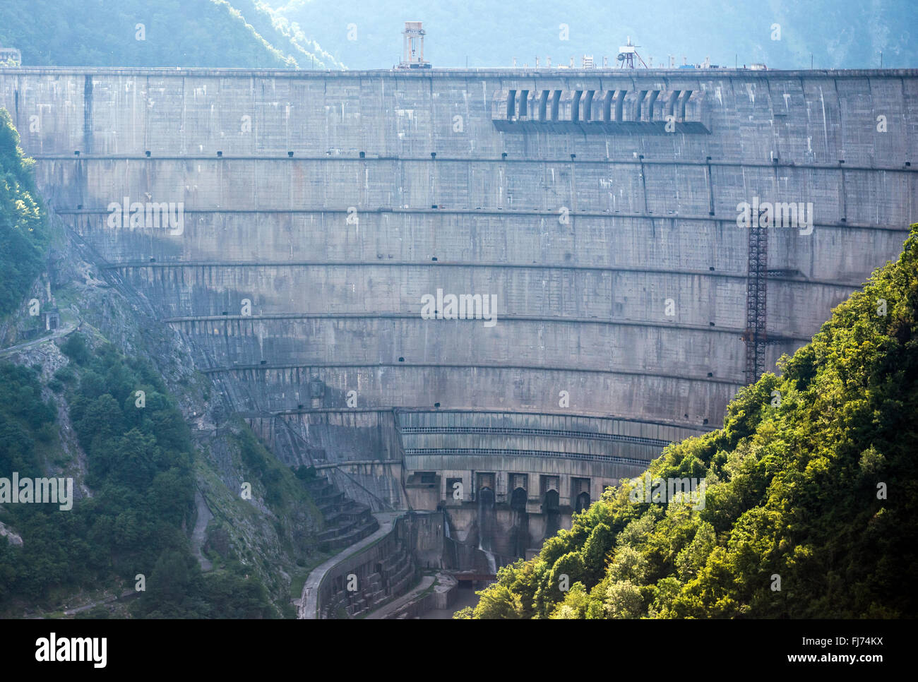 Inguri Dam hydroelectric dam on the Inguri River in Stock Photo