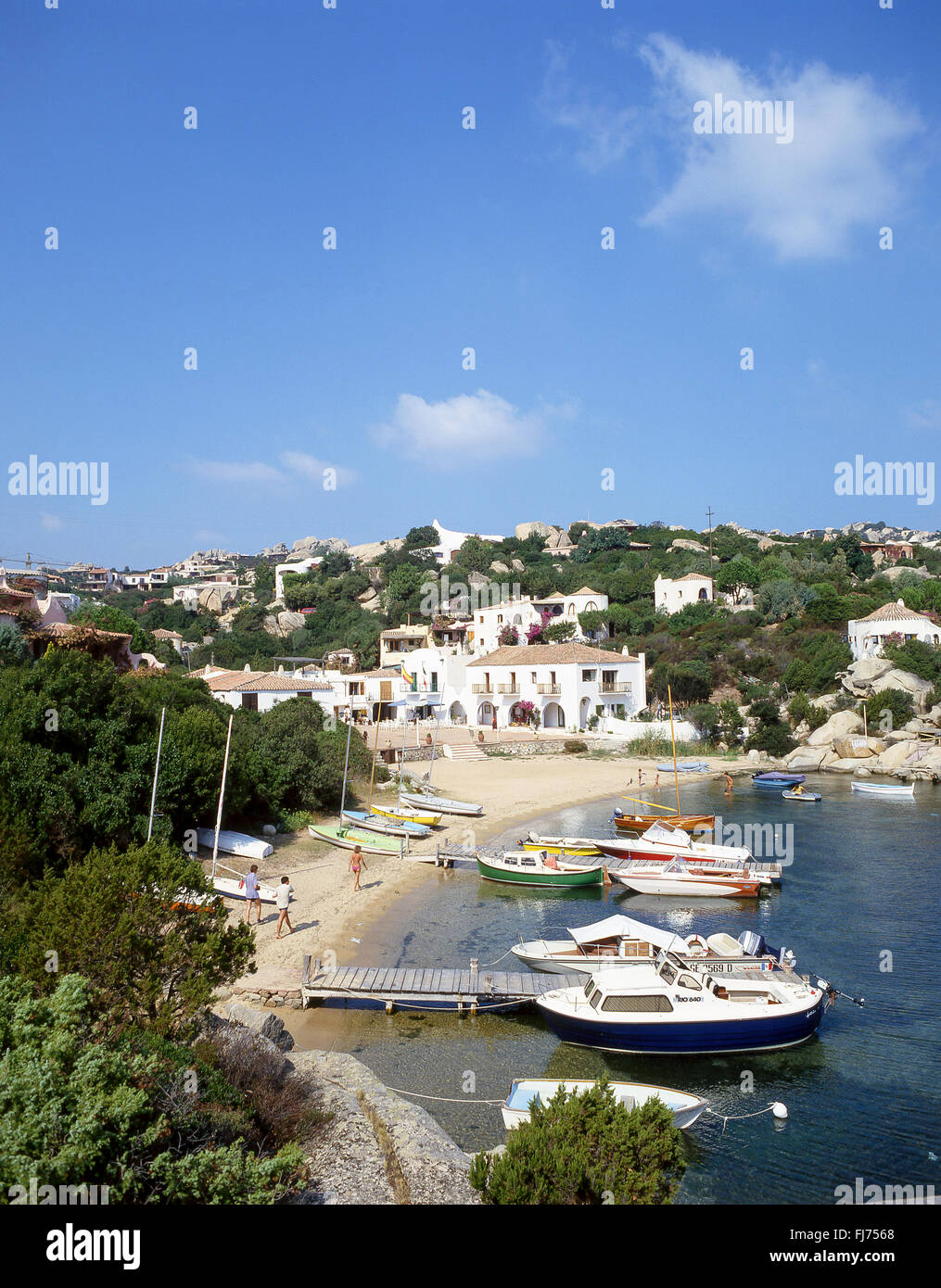 Small harbour beach at Porto Cervo, Costa Smeralda, Sardinia (Sardegna), Italy Stock Photo