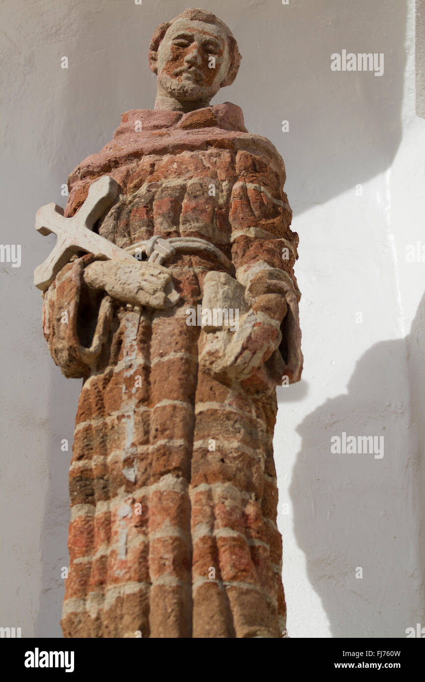 Statue of a catholic monk at the old Mission in San Diego California Stock Photo