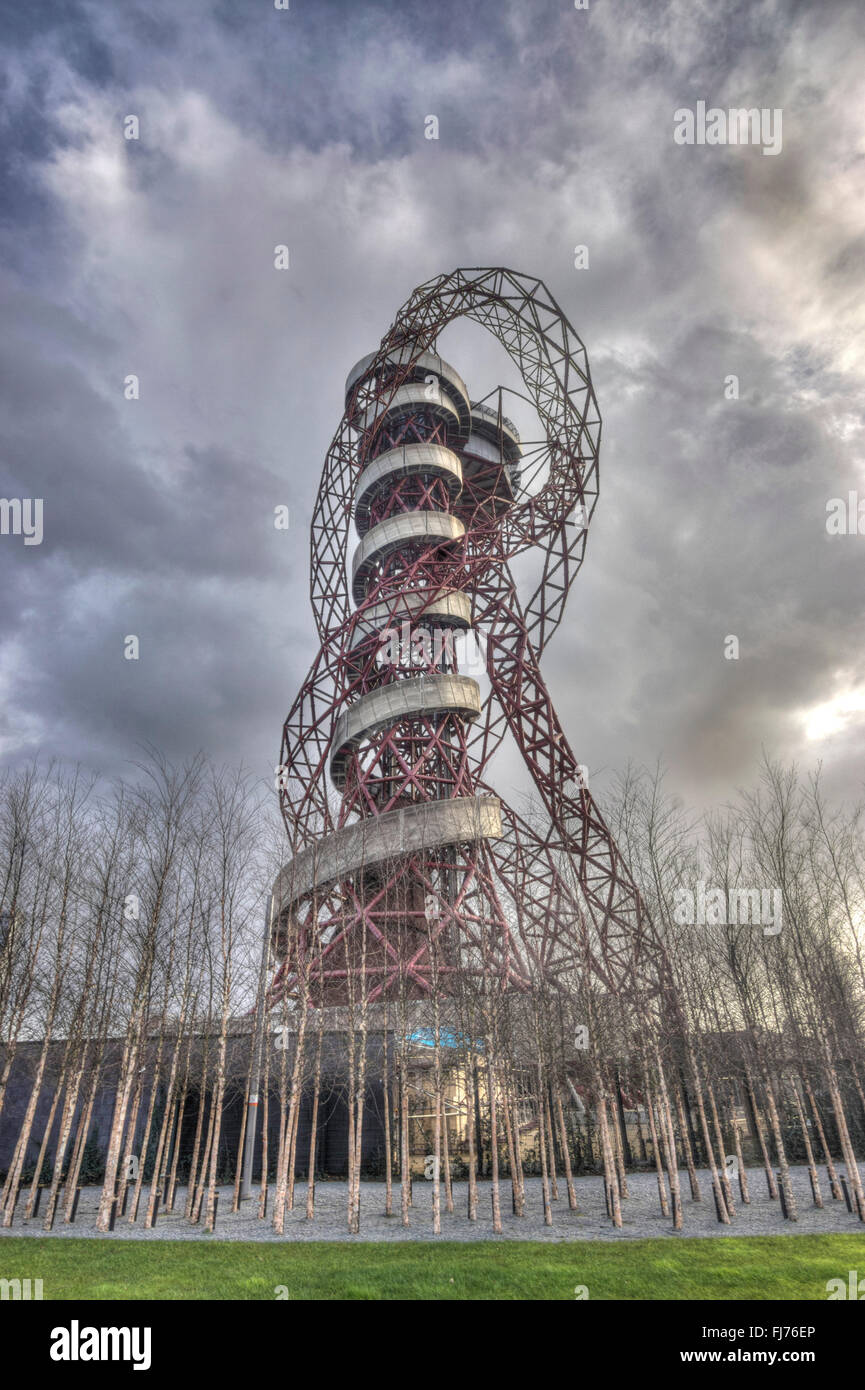 ArcelorMittal Orbit sculpture and observation tower in the Queen Elizabeth Olympic Park in Stratford, London Stock Photo