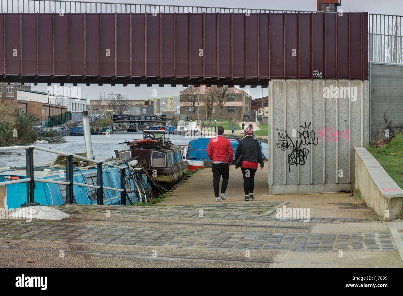 lee navigation  canal boat,  canal living, houseboat Stock Photo