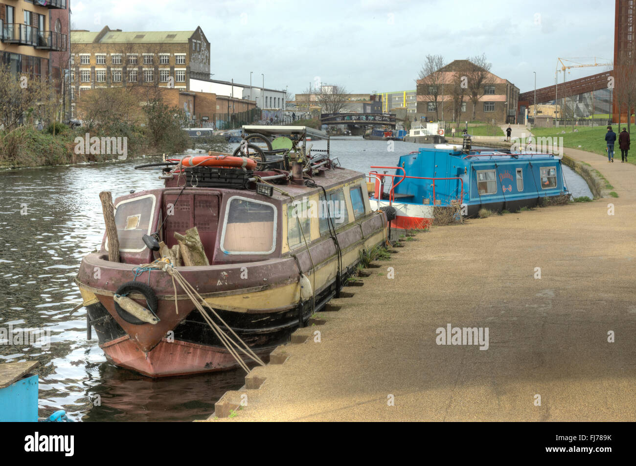 lee navigation  canal boat,  canal living, houseboat Stock Photo