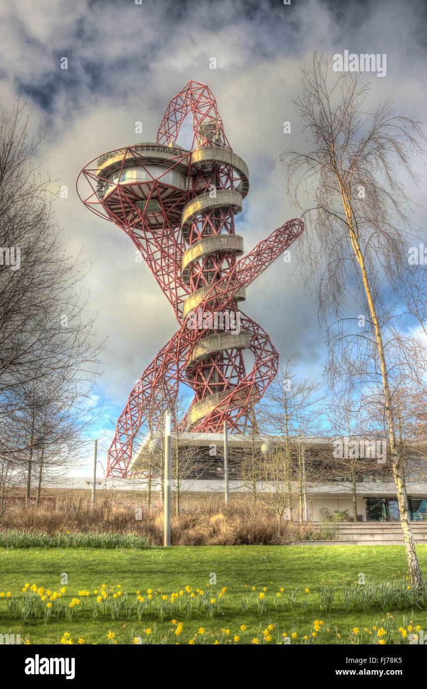 ArcelorMittal Orbit sculpture and observation tower in the Queen Elizabeth Olympic Park in Stratford, London Stock Photo