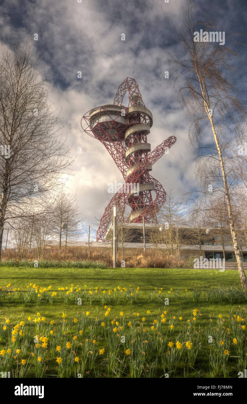 ArcelorMittal Orbit sculpture and observation tower in the Queen Elizabeth Olympic Park in Stratford, London Stock Photo