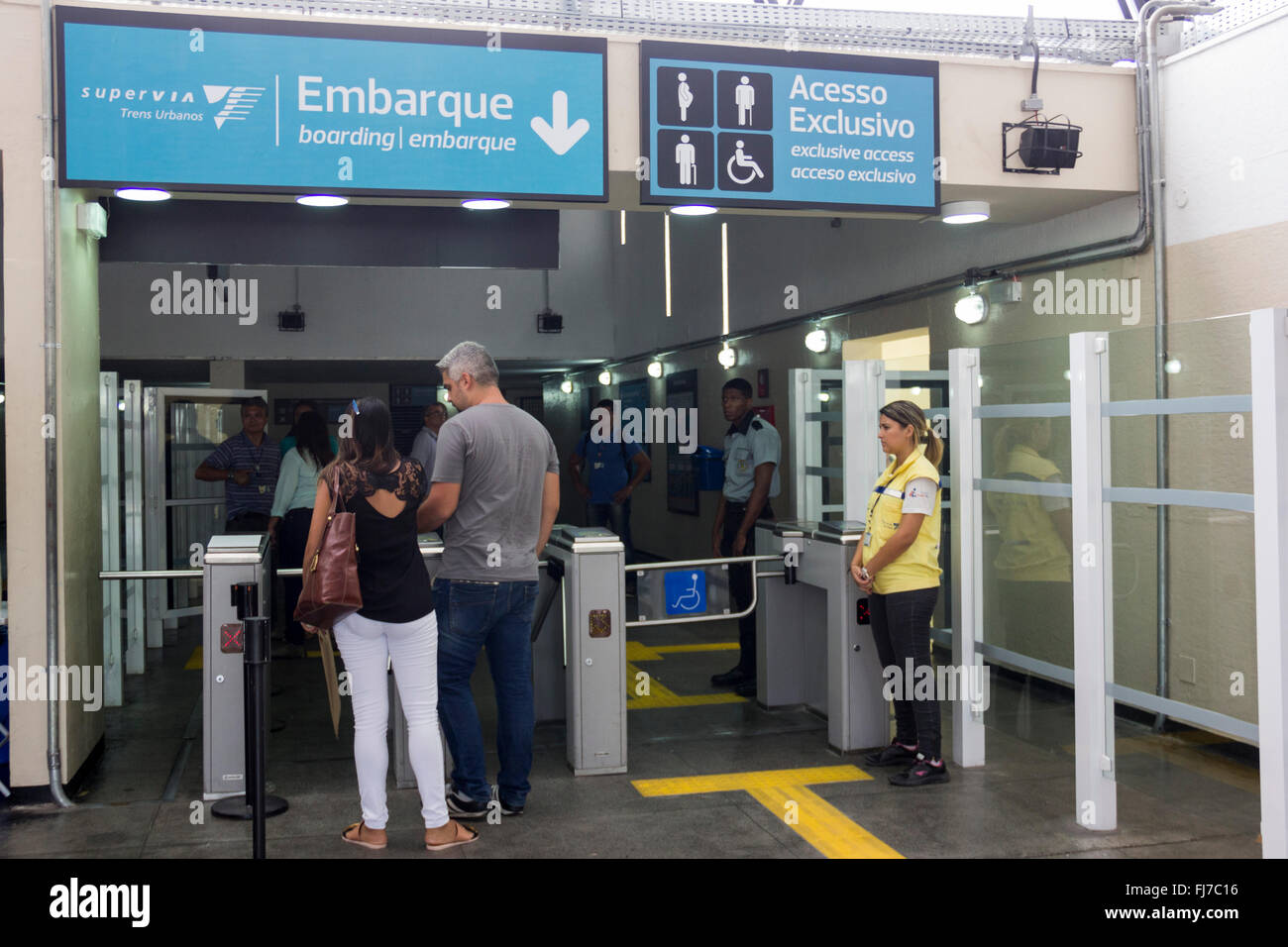 Rio de Janeiro, Brazil, 29 February 2016. Luiz Fernando de Souza Pezão, Governor of Rio de Janeiro State, inaugurates reform works of Ricardo de Albuquerque station that will serve the Olympic Games Rio 2016. The site currently serving 5,300 passengers per day, with the reform will be able to serve up to 4000 passengers per hour. This train station is near of Radical Park in Deodoro, which will receive the Olympic competitions of BMX, Slalom and Mountain Bike. This is the first Olympic Station to be delivered. Credit:  Luiz Souza/Alamy Live News Stock Photo