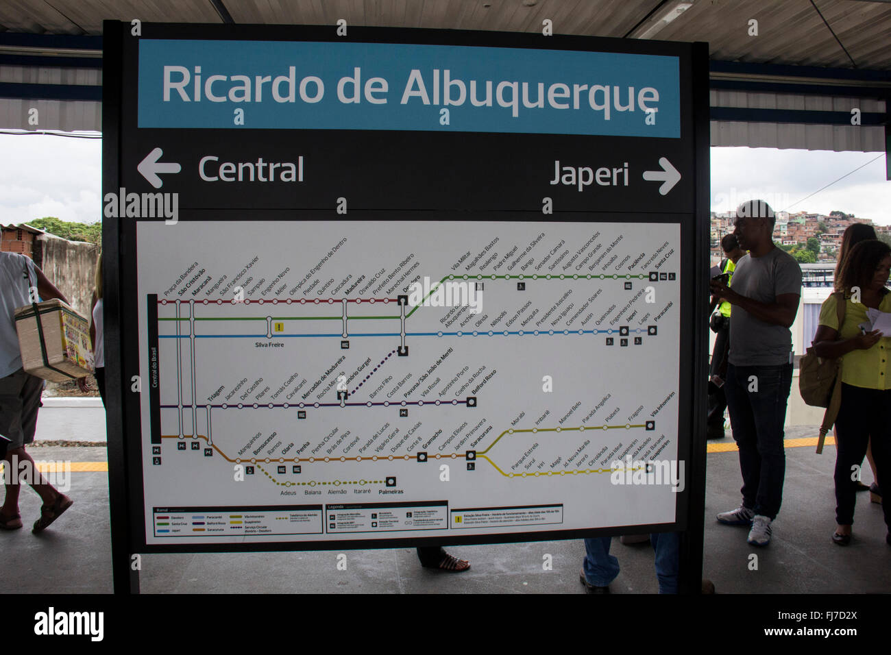 Rio de Janeiro, Brazil, 29 February 2016. Luiz Fernando de Souza Pezão, Governor of Rio de Janeiro State, inaugurates reform works of Ricardo de Albuquerque station that will serve the Olympic Games Rio 2016. The site currently serving 5,300 passengers per day, with the reform will be able to serve up to 4000 passengers per hour. This train station is near of Radical Park in Deodoro, which will receive the Olympic competitions of BMX, Slalom and Mountain Bike. This is the first Olympic Station to be delivered. Credit:  Luiz Souza/Alamy Live News Stock Photo