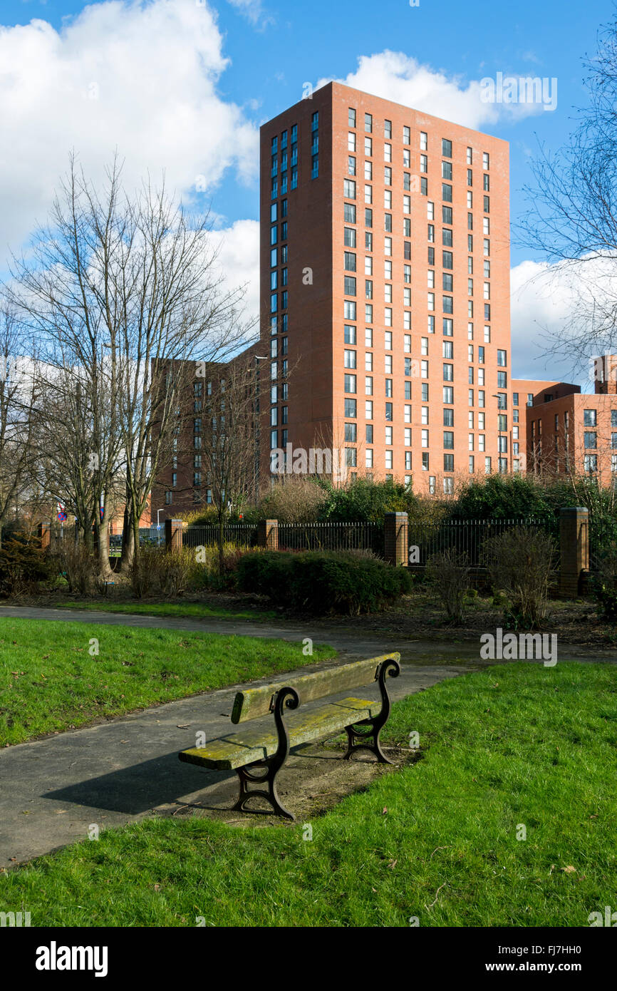 The Alto apartment blocks on Trinity Way, from Lamb Lane, Salford