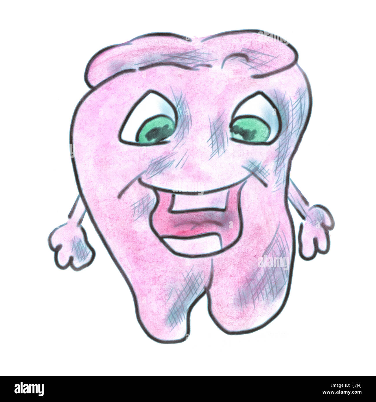 Purple Tooth cartoon watercolor isolated Stock Photo