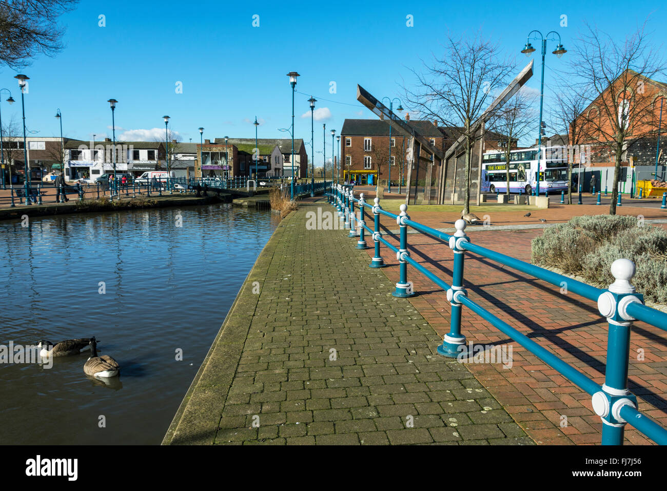 The Huddersfield Canal at Armentieres Square, Stalybridge, Tameside, Manchester, England, UK Stock Photo