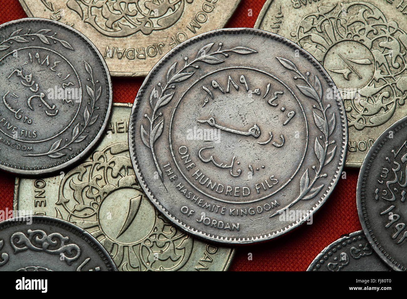Coins of Jordan. Jordanian 100 fils coin. Stock Photo