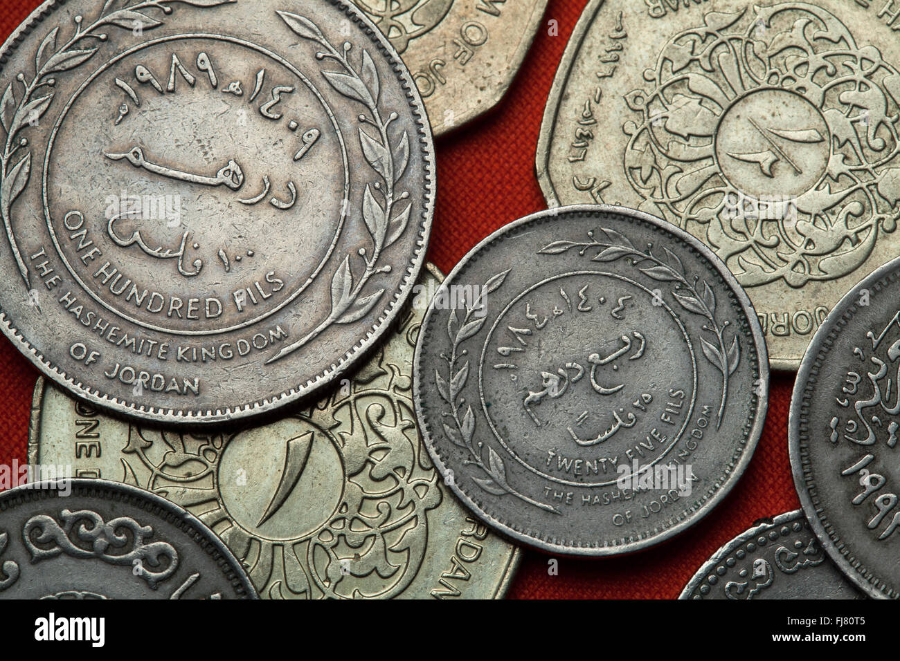 Coins of Jordan. Jordanian 25 fils coin. Stock Photo