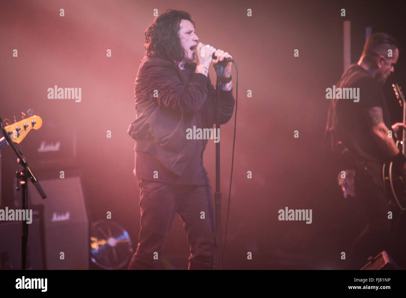 Nottingham, UK. 29th February, 2016. Ian Astbury of the British rock band, The Cult, performs at Rock City in Nottingham on their 2016, Alive In The Hidden City, UK Tour Credit:  Myles Wright/ZUMA Wire/Alamy Live News Stock Photo
