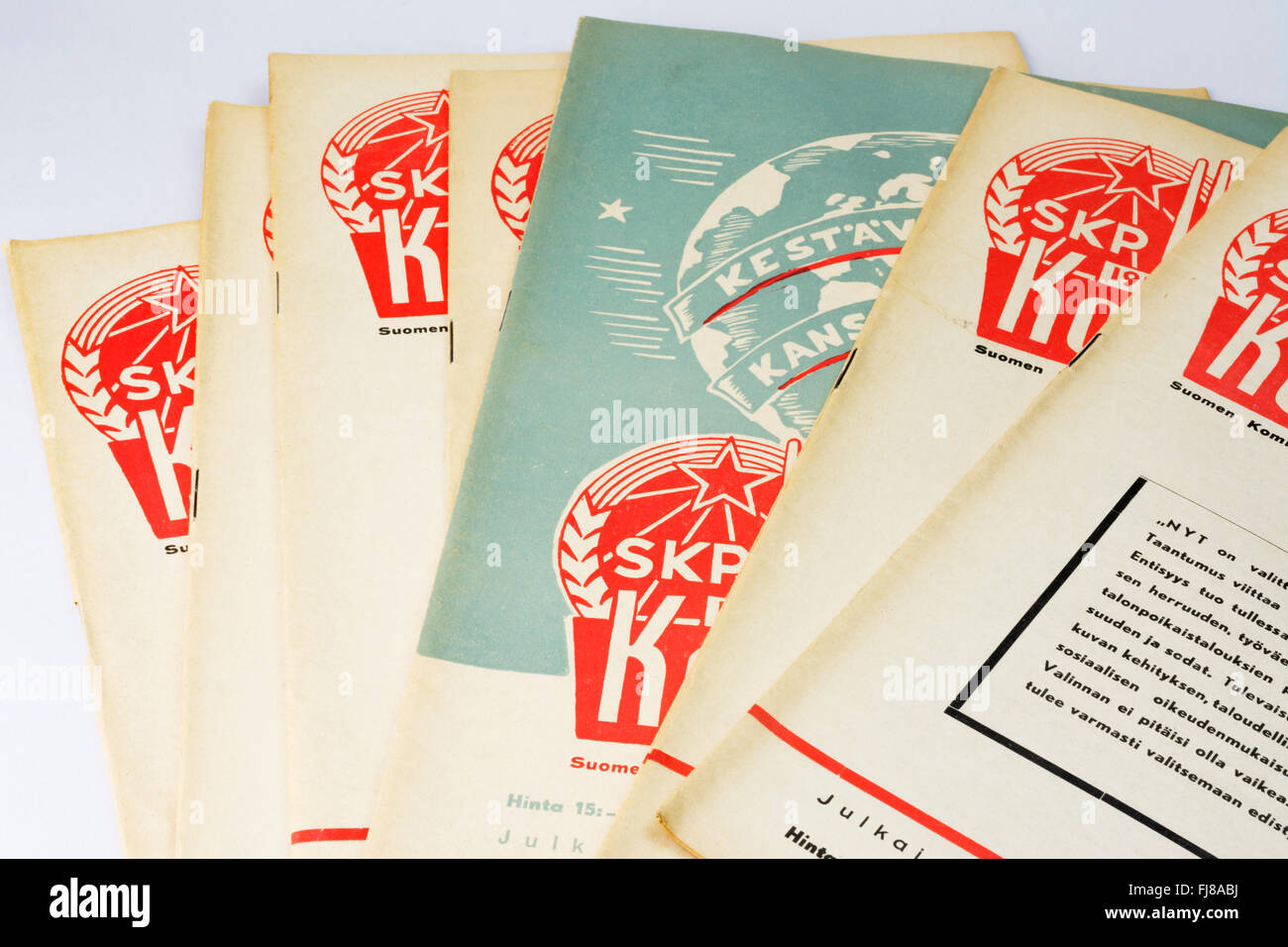 Kommunisti (Communist) is a commist party publication in Finnish published between 1944–1990. These are from year 1947 Stock Photo