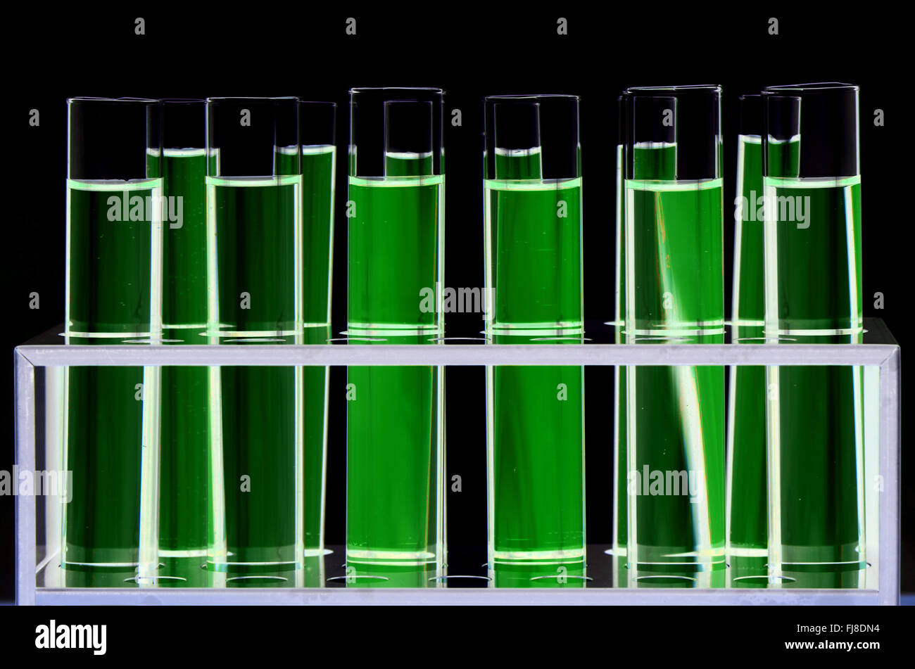 Test Tube in Close-up on Black Background. Stock Photo