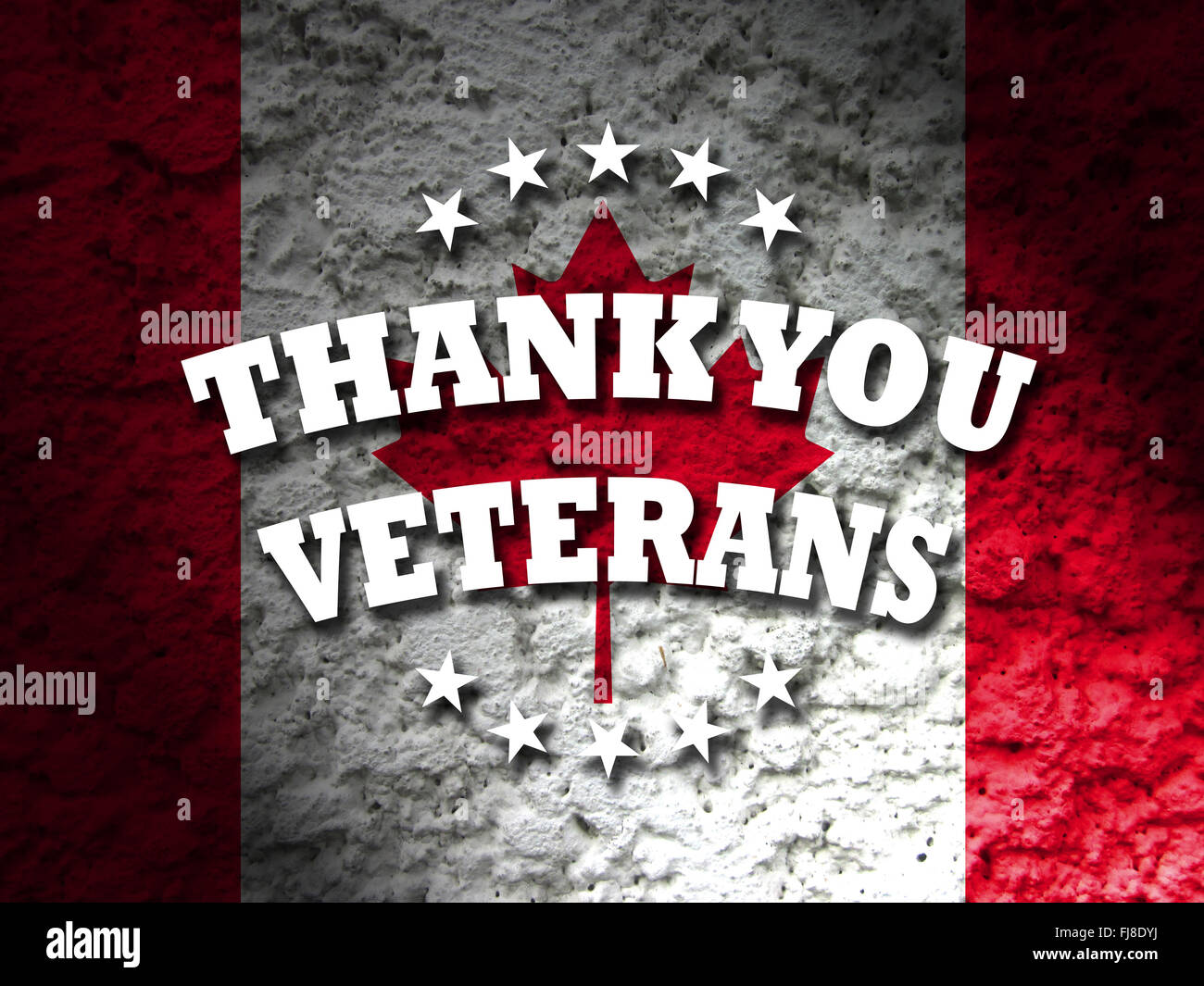 Thank you veterans for Remembrance Day Canada with abstract flag background Stock Photo