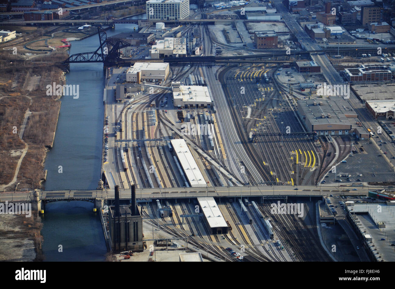 Aerial View of Railroad Yard in Chicago, IL Stock Photo Alamy