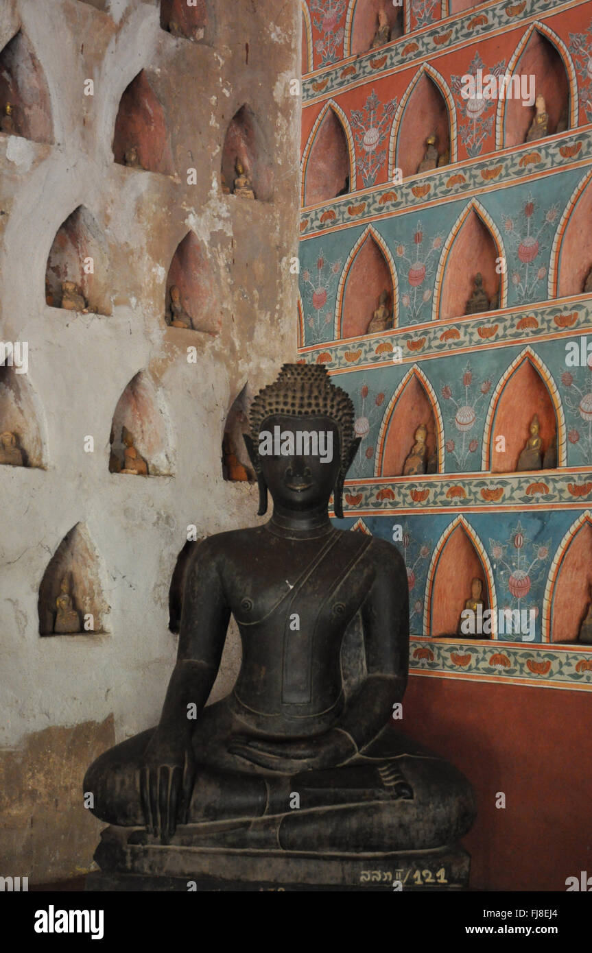 Buddha statue at Wat Si Saket monastery and museum. Vientiane, Laos Stock Photo