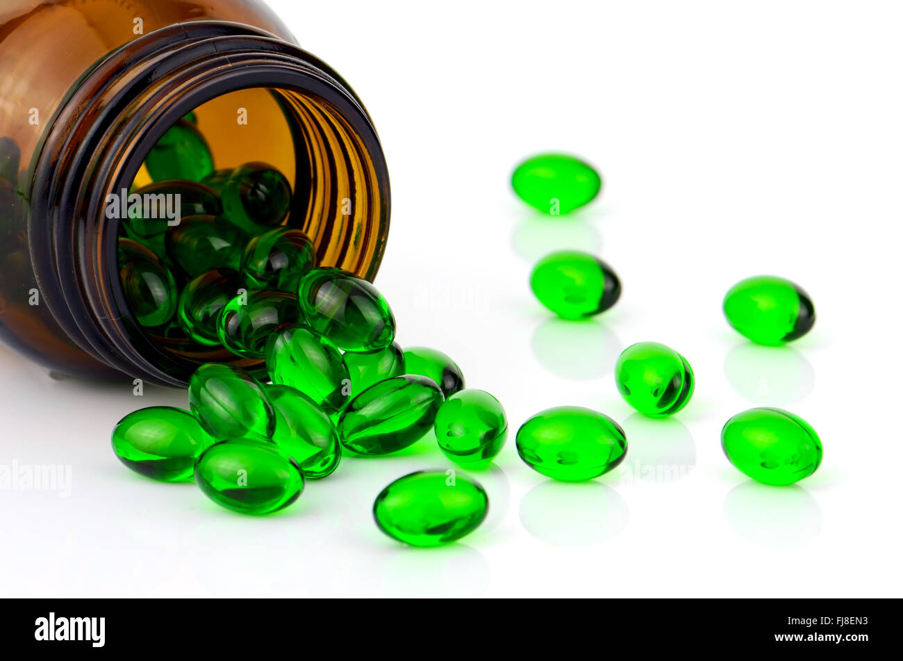 Soft gelatin capsule medicine on white background Stock Photo Alamy