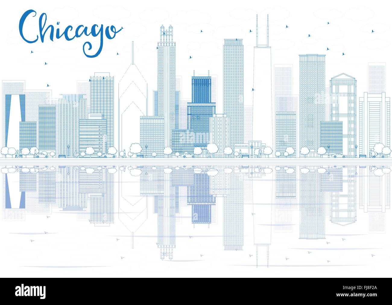 Chicago skyline illustration hi-res stock photography and images - Alamy
